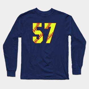 Fastpitch Softball Number 57 #57 Softball Shirt Jersey Uniform Favorite Player Biggest Fan Long Sleeve T-Shirt